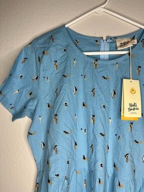 NWT Mata Traders Cotton Dress in Serenade Blue Swimmers Novelty Print - Size L